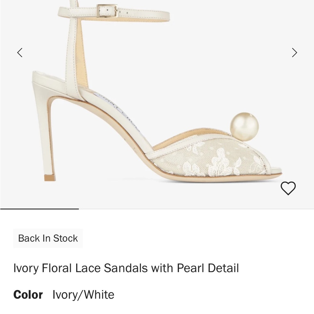 Jimmy Choo Ivory Lace Heels with Pearl Accent Sacora